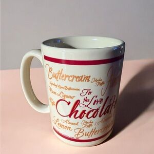 VTG ceramic mug by Ethel M Chocolates with the theme"For the love of Chocolate”